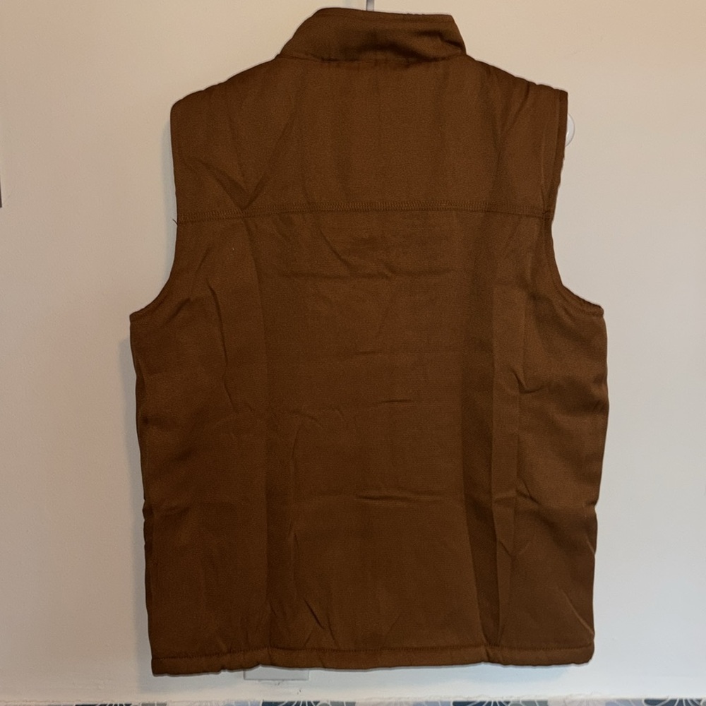 Men's Loose Fit Workwear Vest Fleece-Lined Durability Waterproof Mock-Neck Vest - Picture 7 of 16